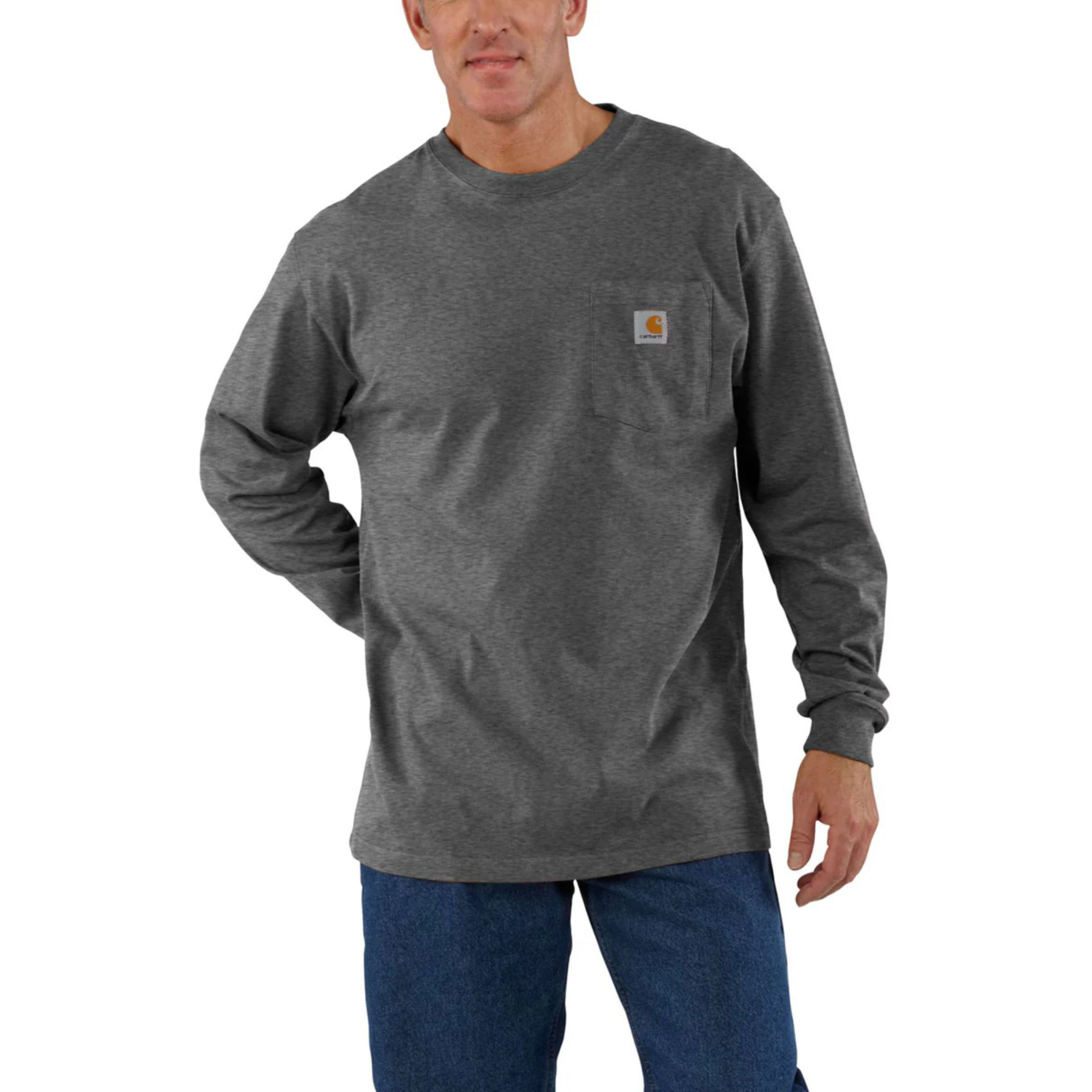 Carhartt K126 Long Sleeve Workwear T-Shirt - Carbon Heather from Columbia Safety
